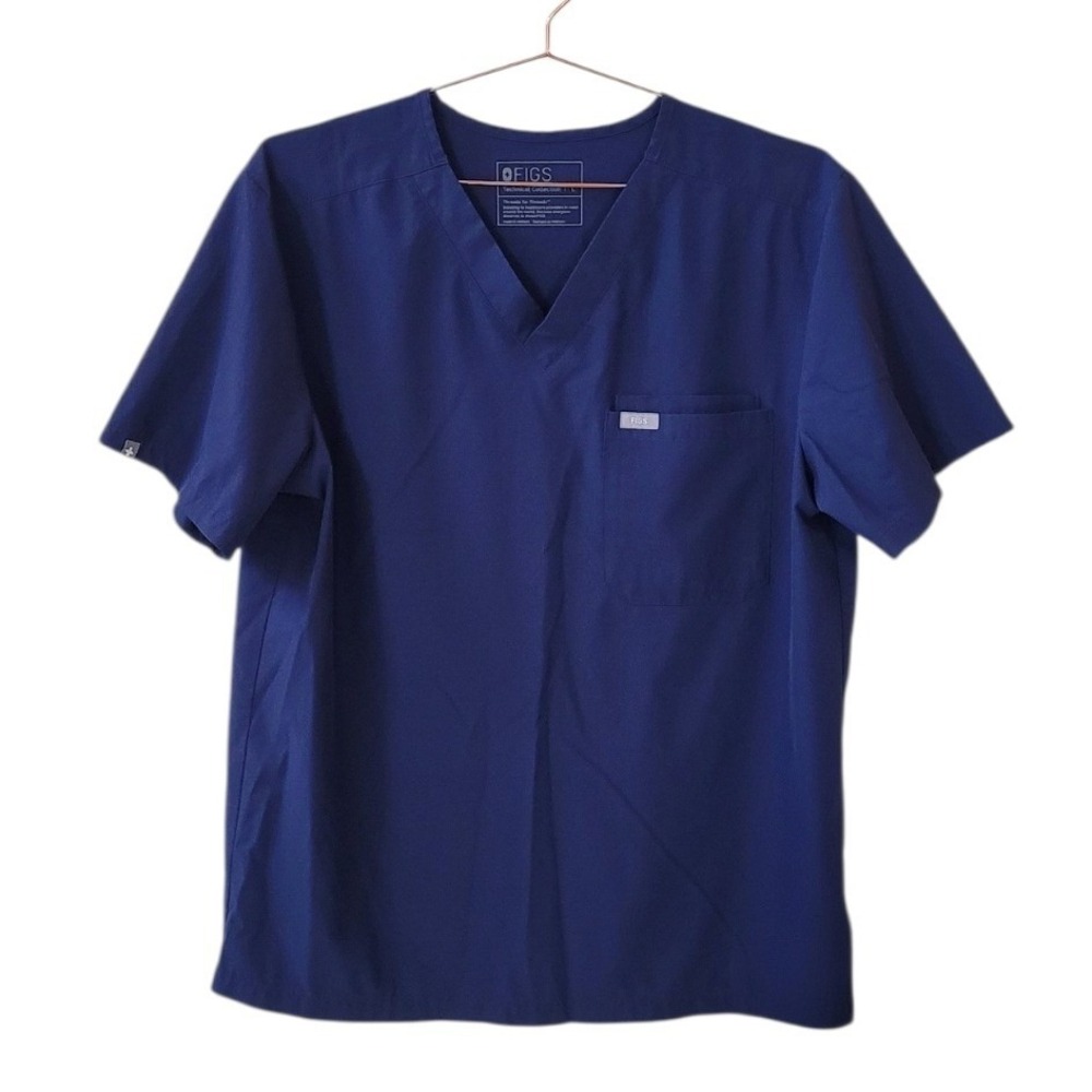 FIGS L Navy SS V-Neck Scrub Top Men